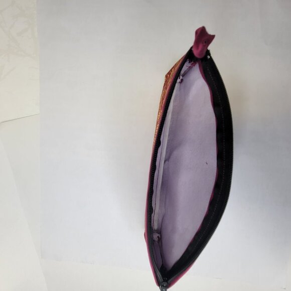 Red Songket Pouch Bag Purse Handmade Make Up Pouch bag or Pencil Pouch  - NEW - Picture 11 of 12